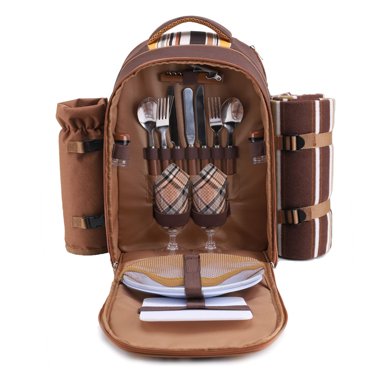 Apollo Walker two-person brown picnic backpack with comfortable straps for easy outings