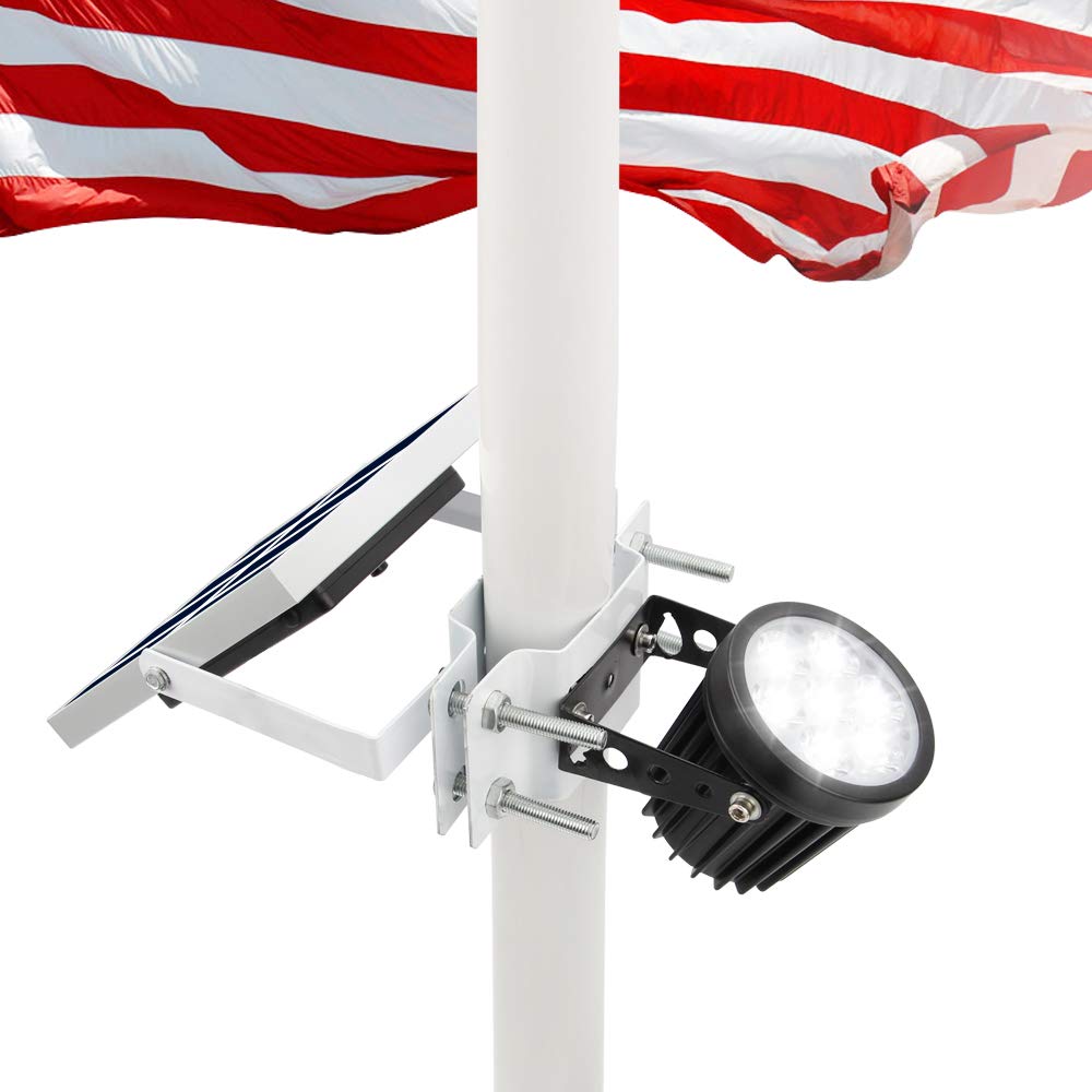 APONUO Solar Flag Light with adjustable clamps lights flags clearly at night