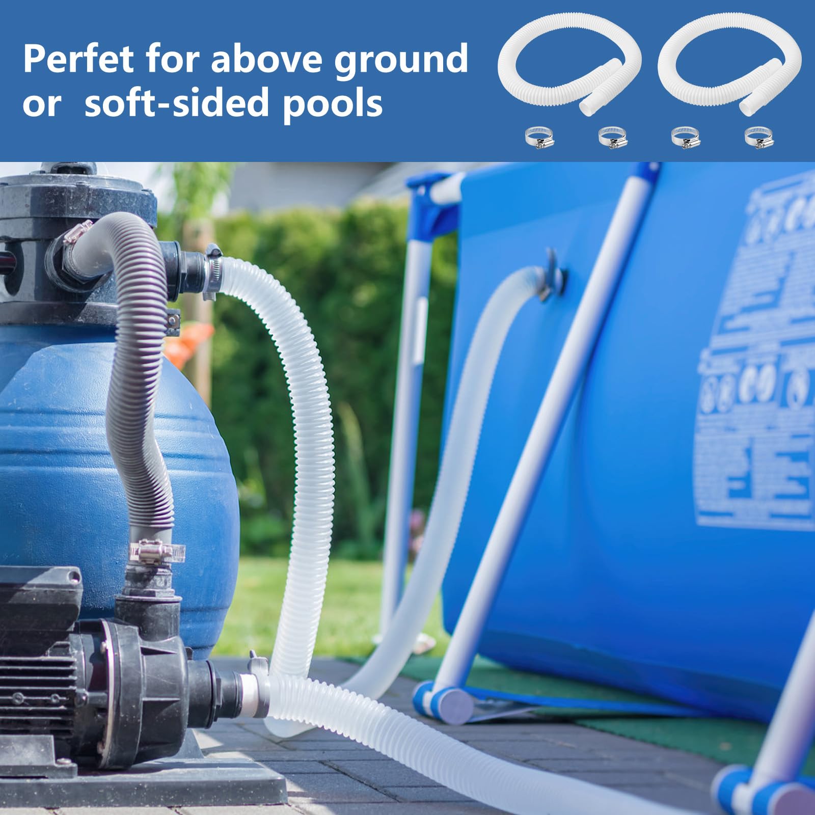 Apopip flexible suction hose suits Intex and similar brands.
