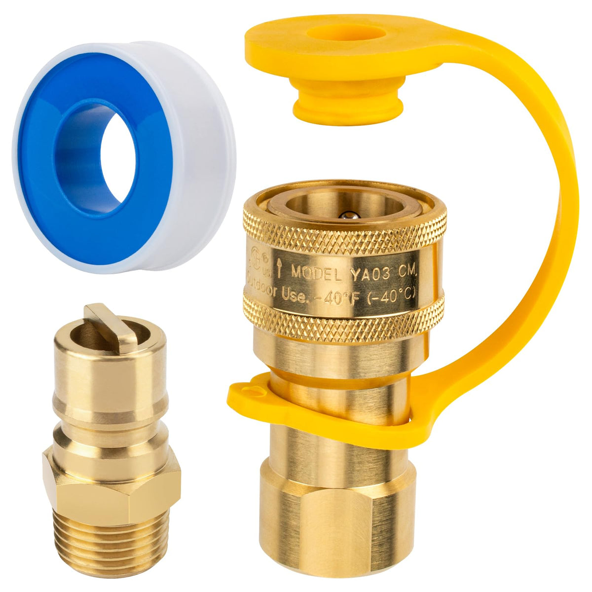 Apopip natural gas quick connect fittings show sturdy brass construction for durable connections.