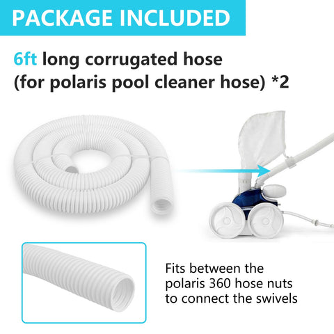 6-foot corrugated hose segment fits between Polaris 360 hose nuts and swivels.
