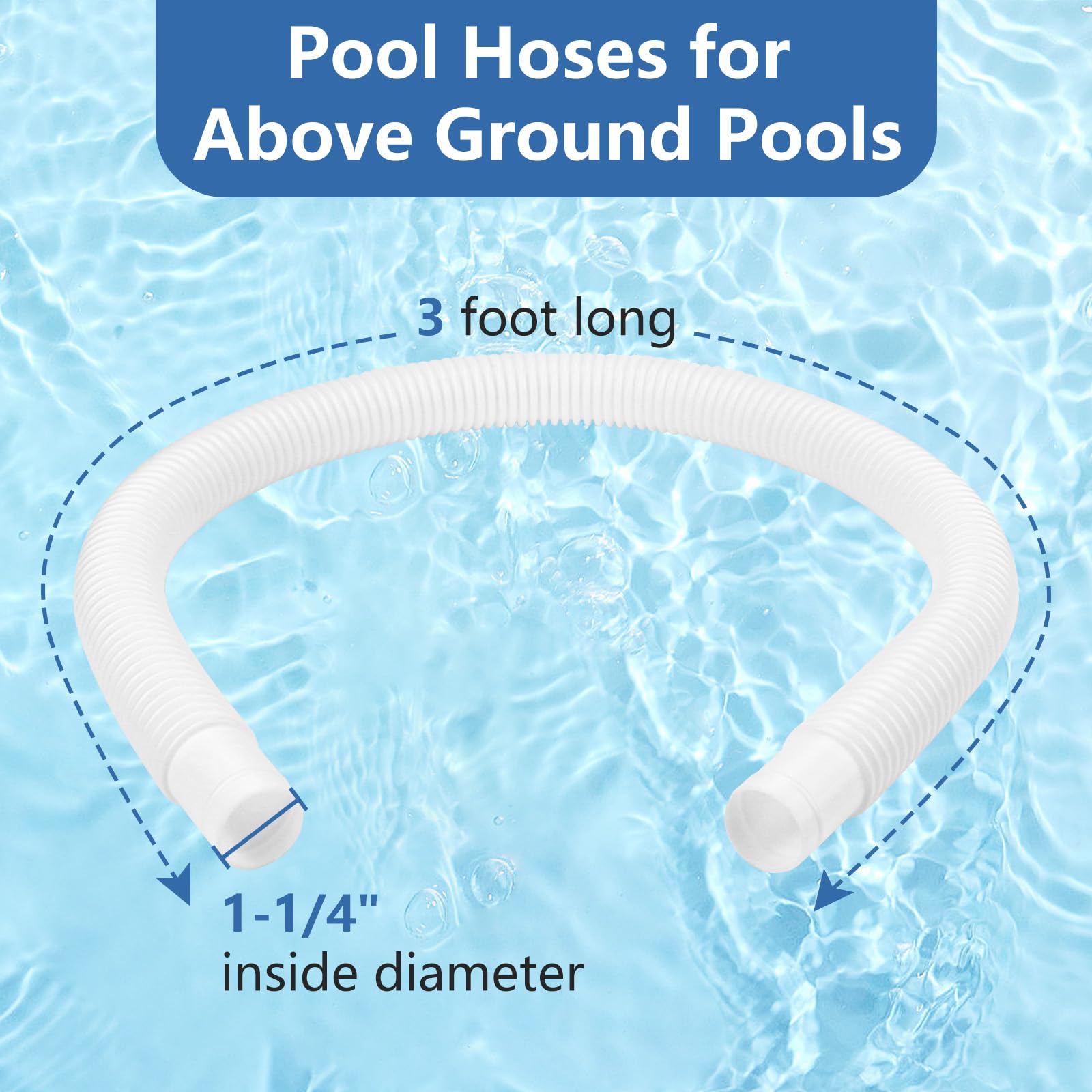 Apopip pool hose 3ft length offers simple skimmer to pump replacement.