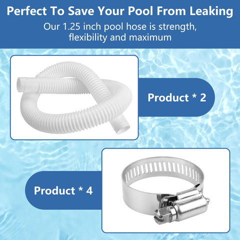 Apopip 1-1/4 inch hose compatible with standard surface skimmers.