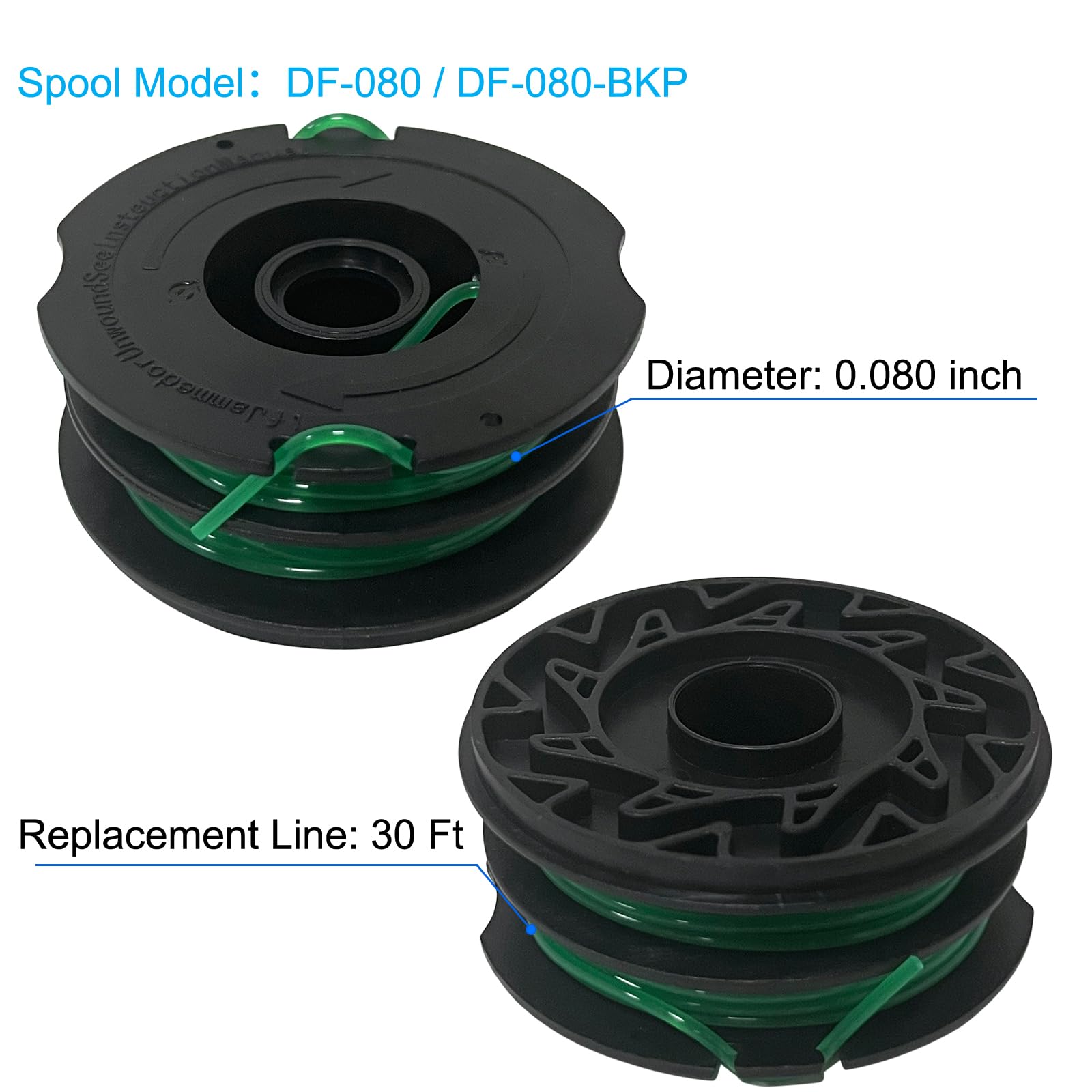 Aporozona dual-line spool assembly with durable ABS and nylon construction.