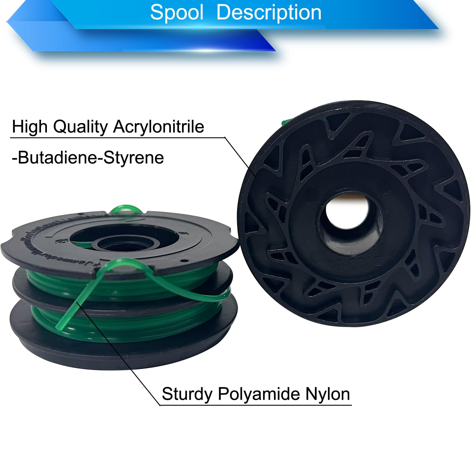 Aporozona packaging highlighting 4 spools and 1 cap for replacement needs.