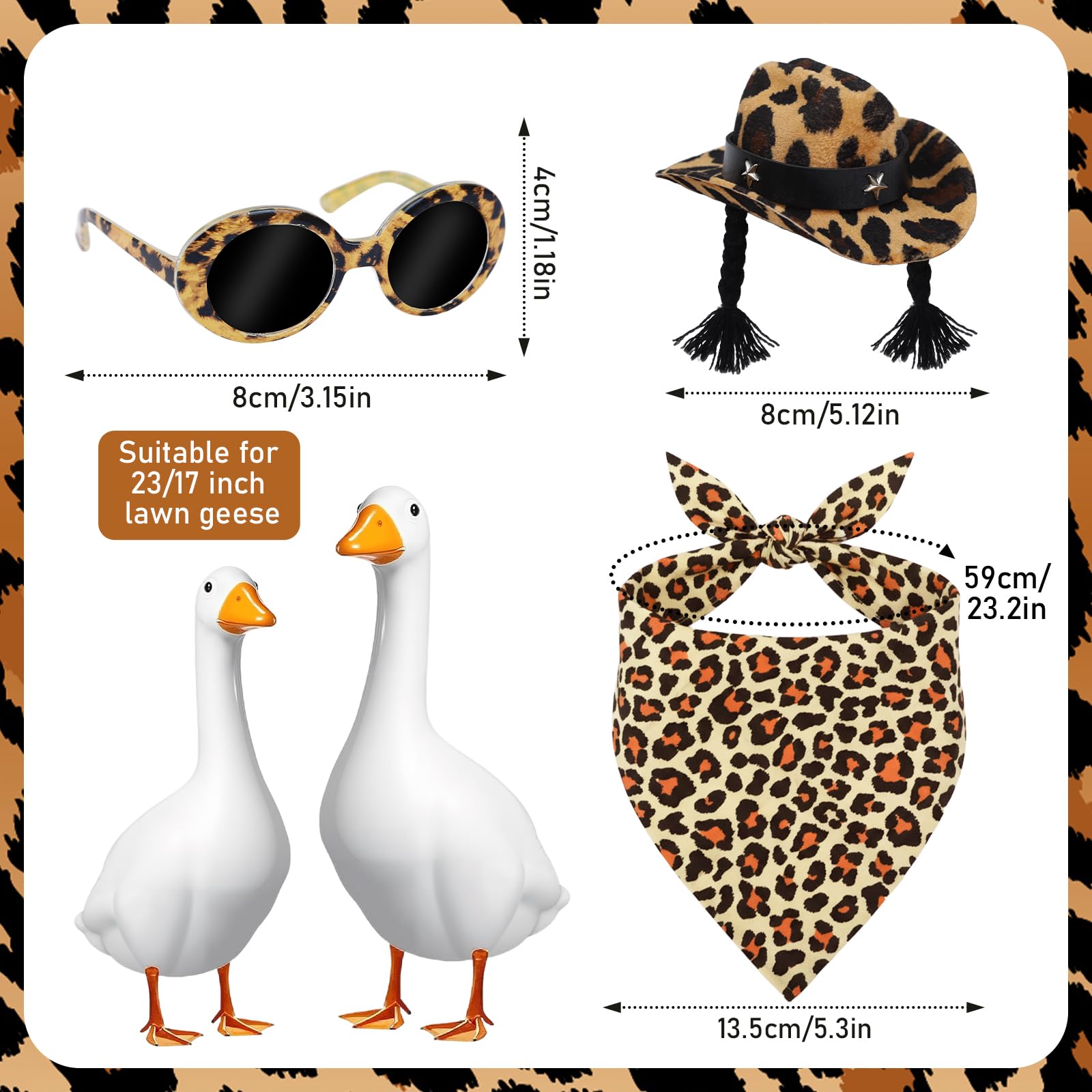 Aposwow leopard-print bandana on a goose elevates seasonal yard display