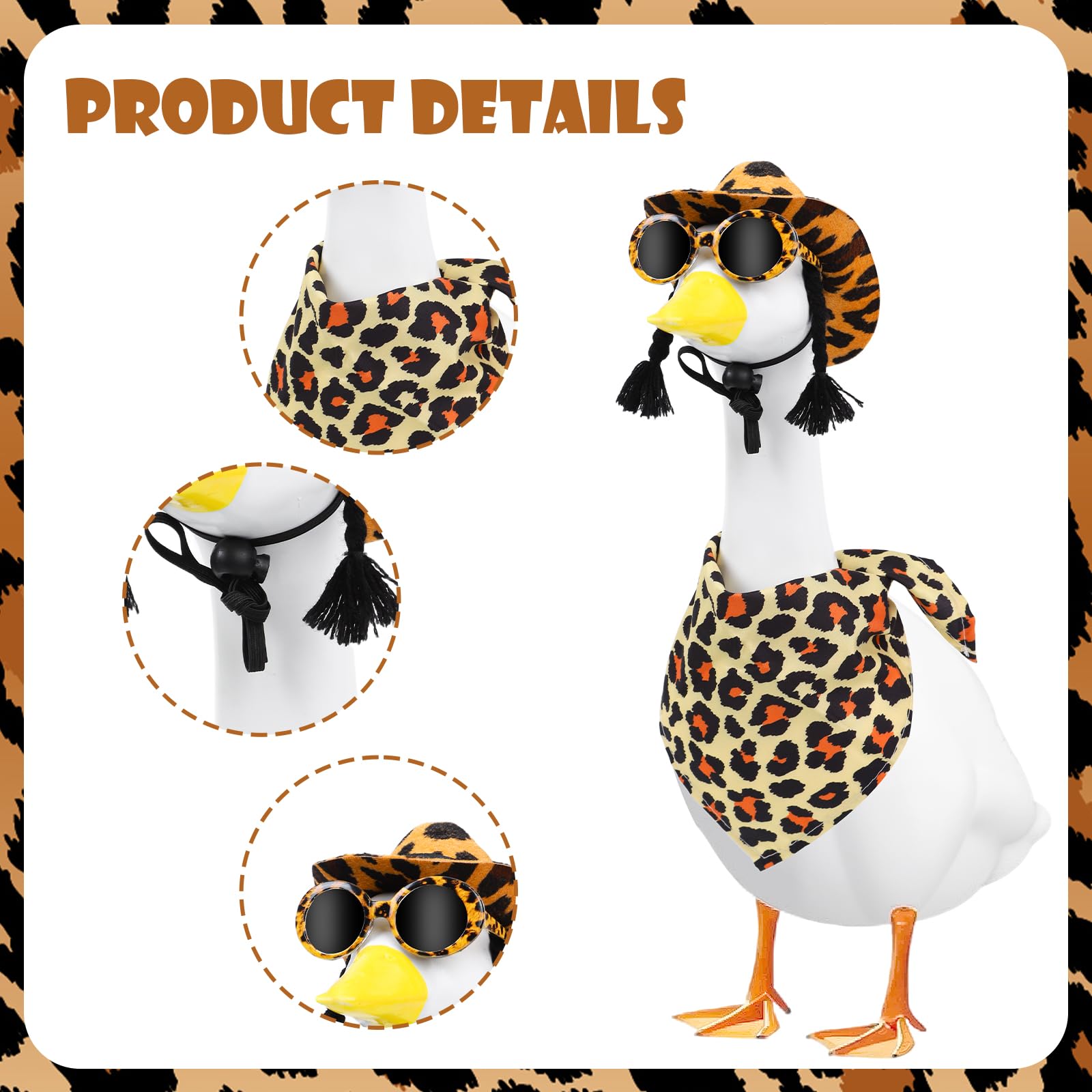 Aposwow leopard sunglasses on a goose statue for sunny days