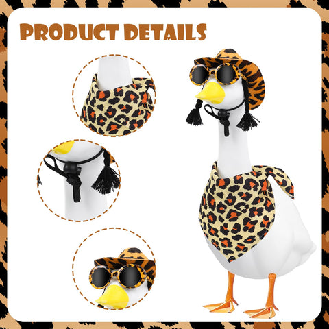 Aposwow leopard sunglasses on a goose statue for sunny days