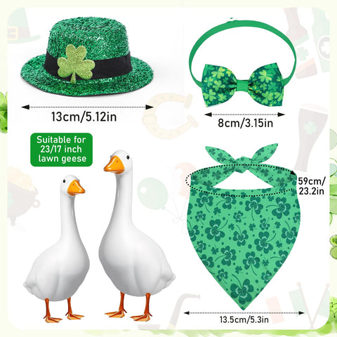 Aposwow porch goose bow tie with clover for playful garden style