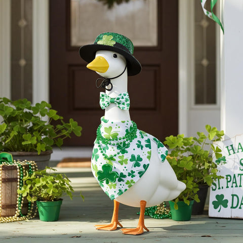 Aposwow goose with bandana features cheerful clover design