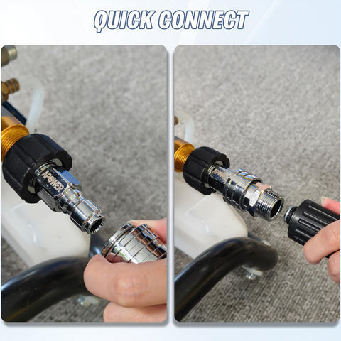 APOWER 3-4-in hose adapter quick-disconnect assembly in use