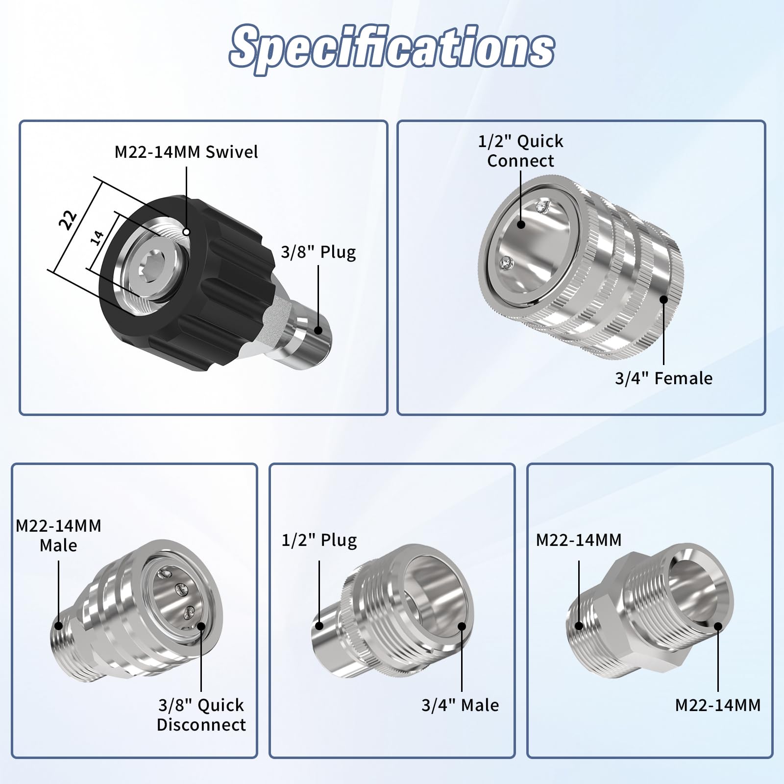 APOWER 304 stainless steel connectors close-up for rust-free durability