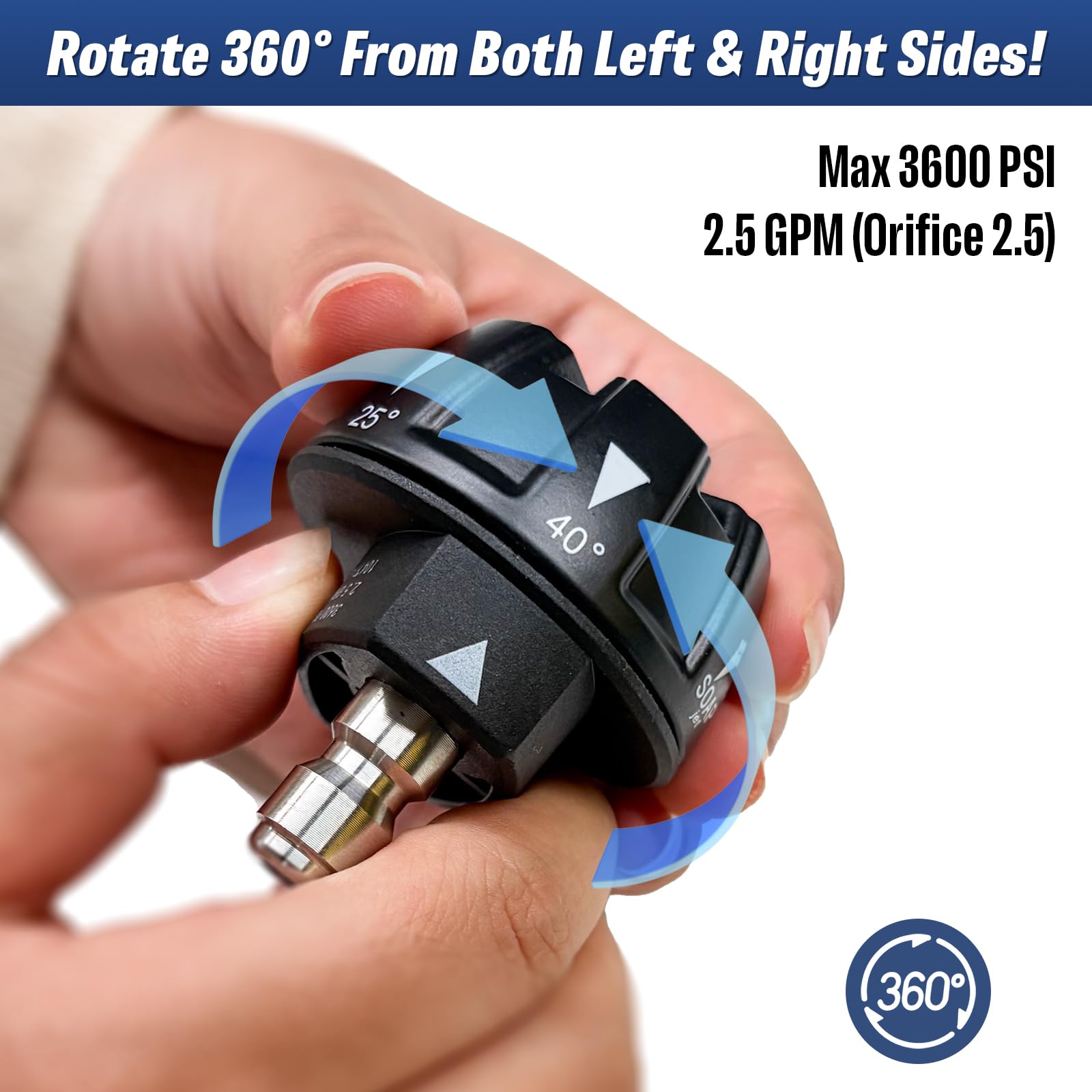 APOWER brass filter with mesh protects seals for longer nozzle life.