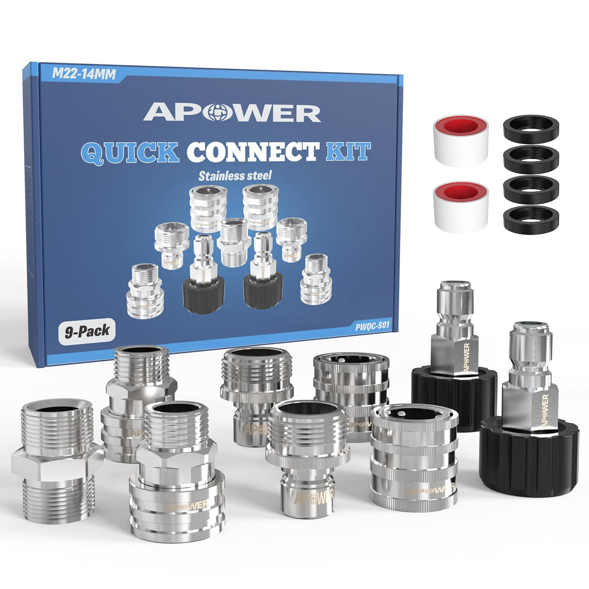 APOWER quick-connect kit box view showing complete set for easy upgrades