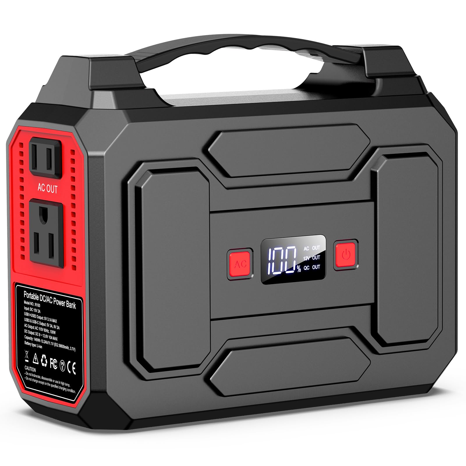 Apowking 146Wh portable power station front view ideal for camping and home backup.