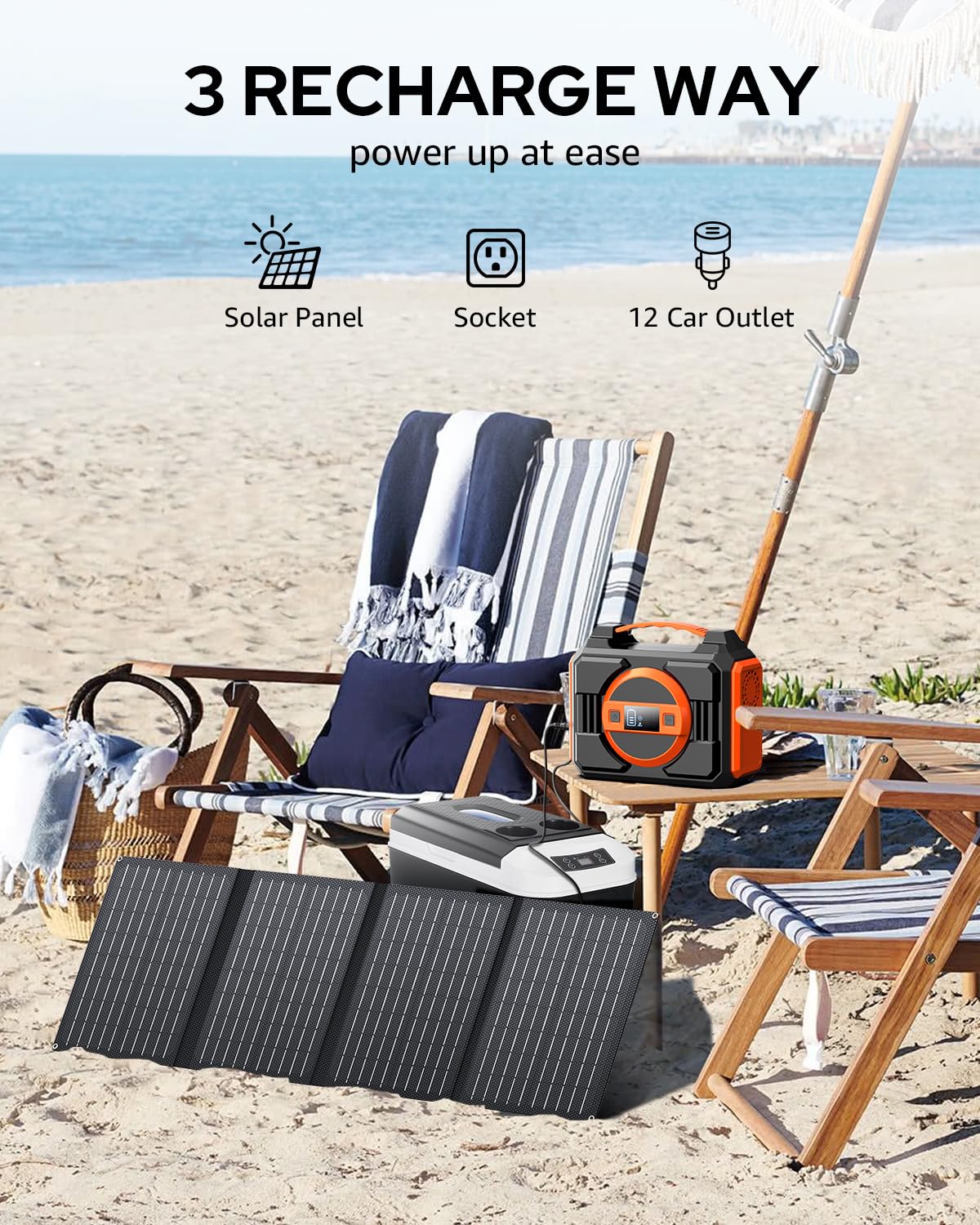 Apowking solar recharge option demonstrates flexible charging for outdoor use.