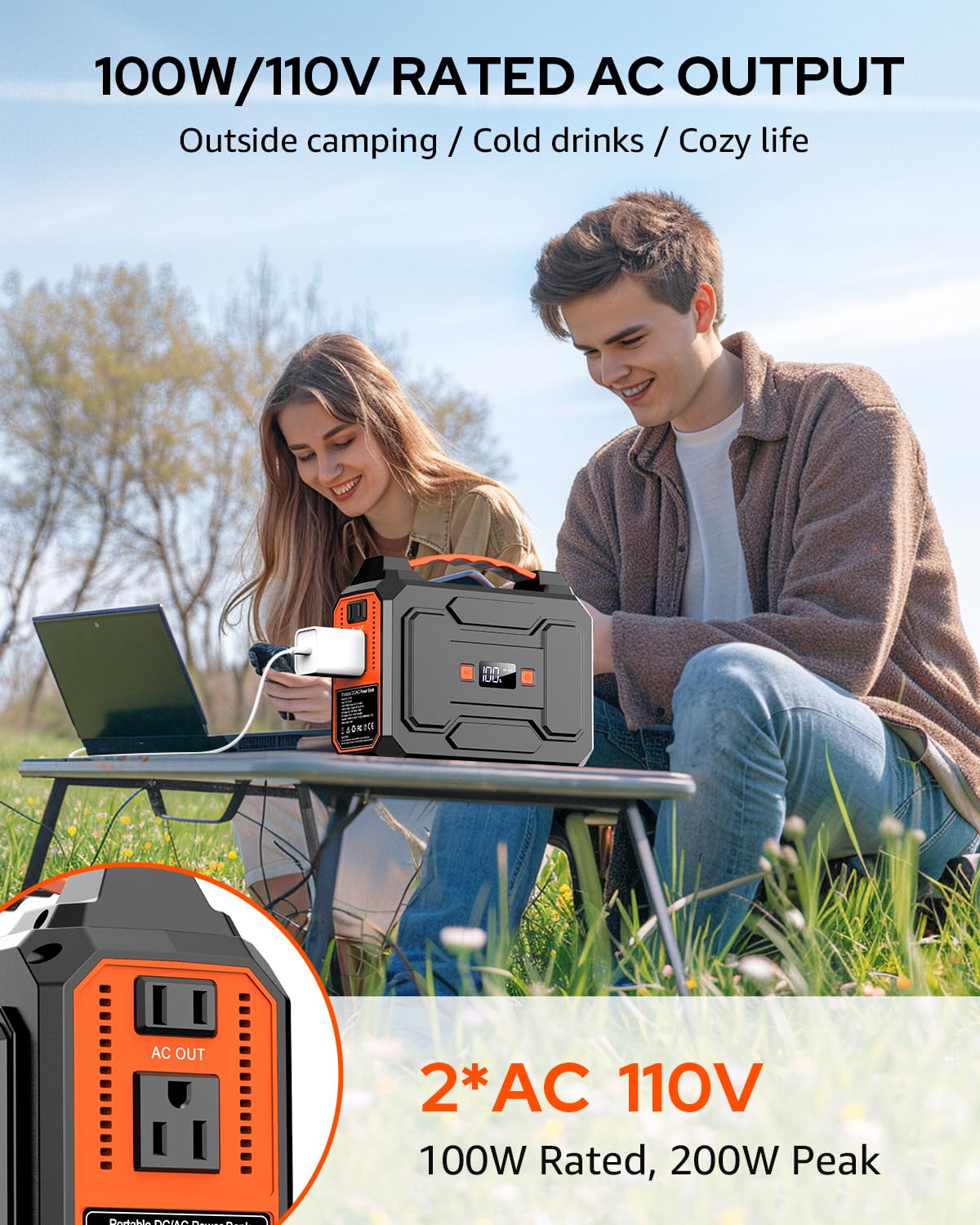 Two 110V AC outlets for running small appliances while camping.