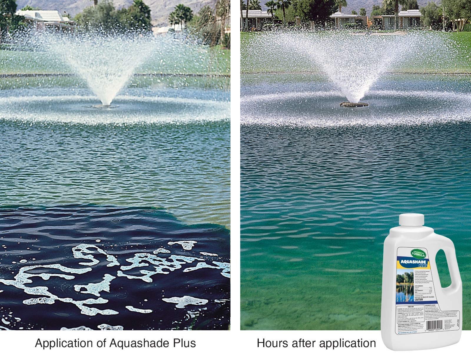 APPLIED BIOCHEMISTS Aquashade Plus being poured to treat ponds and improve clarity