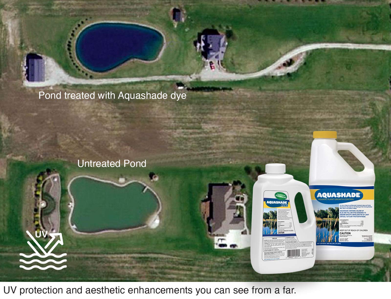 APPLIED BIOCHEMISTS Aquashade Plus in water, enhancing clarity and supporting wildlife-friendly use