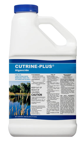 Applied Biochemists Cutrine-Plus bottle front showing product and label for fast algae control