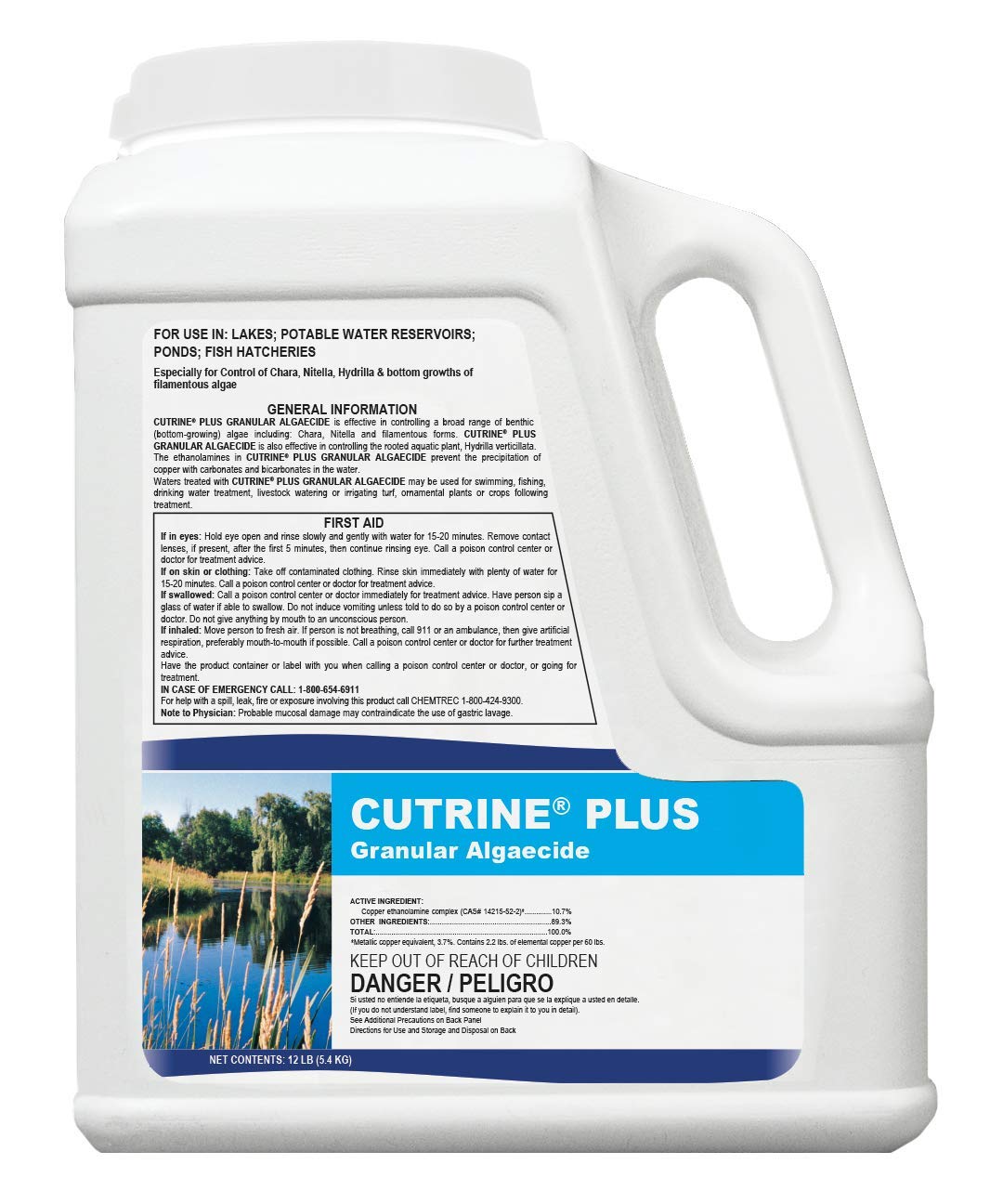 APPLIED BIOCHEMISTS Cutrine-Plus Granular Algaecide 12 lb container ready for lake algae control.