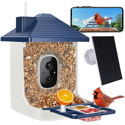 Aprilmin Indigo blue housing supports stylish outdoor bird watching.