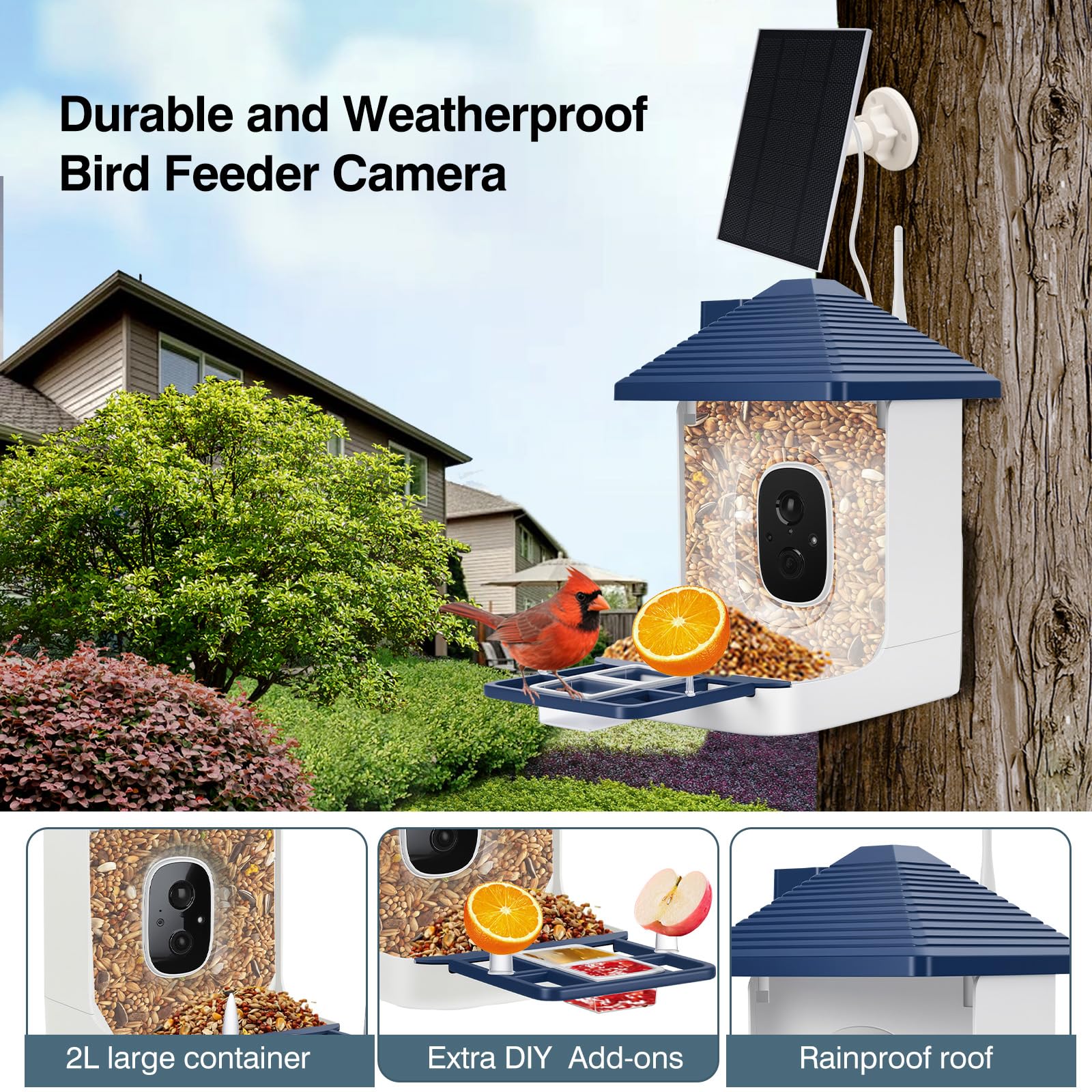 Aprilmin IP65 waterproof roof protects camera and seed from rain and moisture.