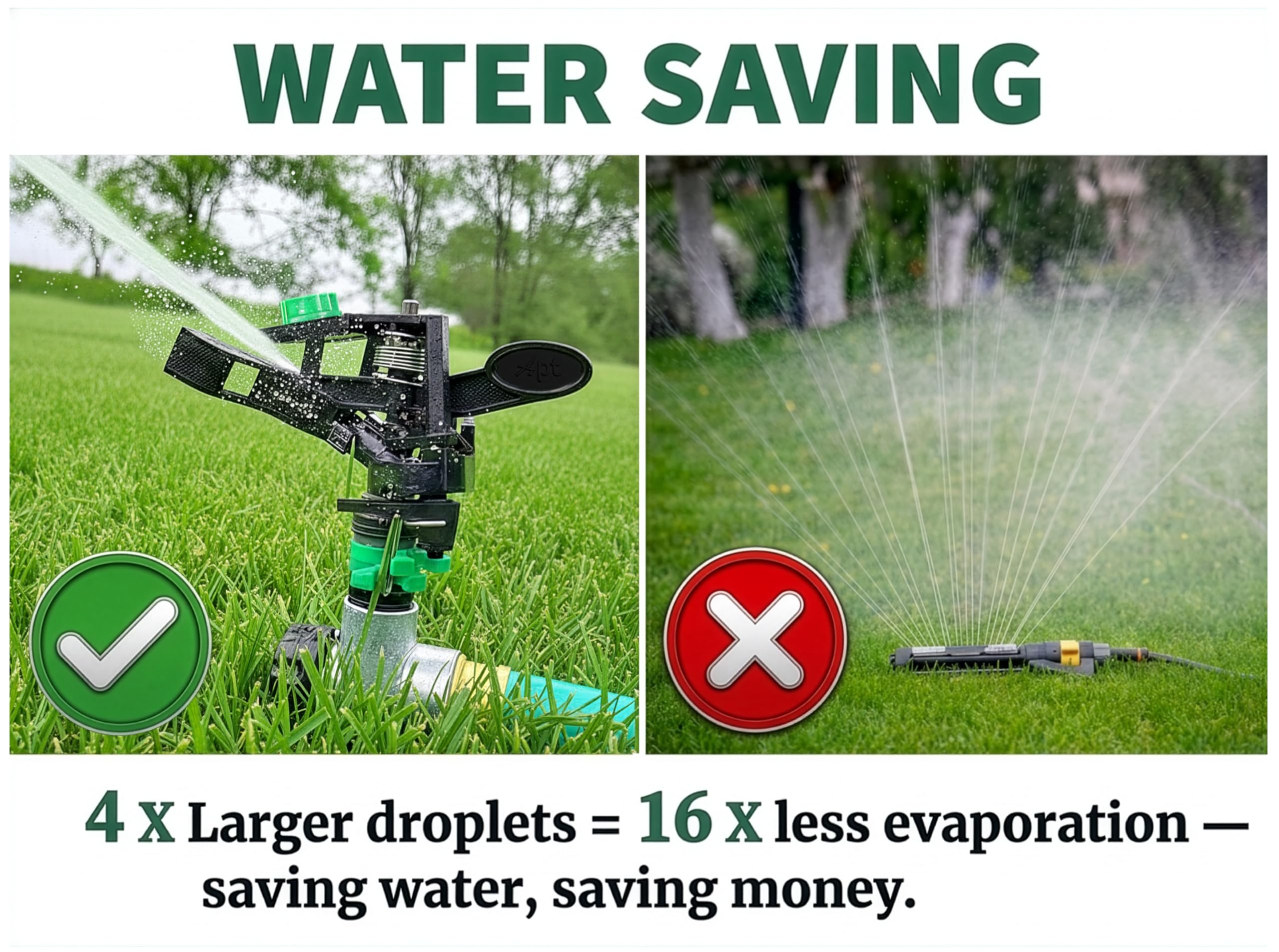APT Pulsating Sprinkler diffuser-screw disperses water for even moisture