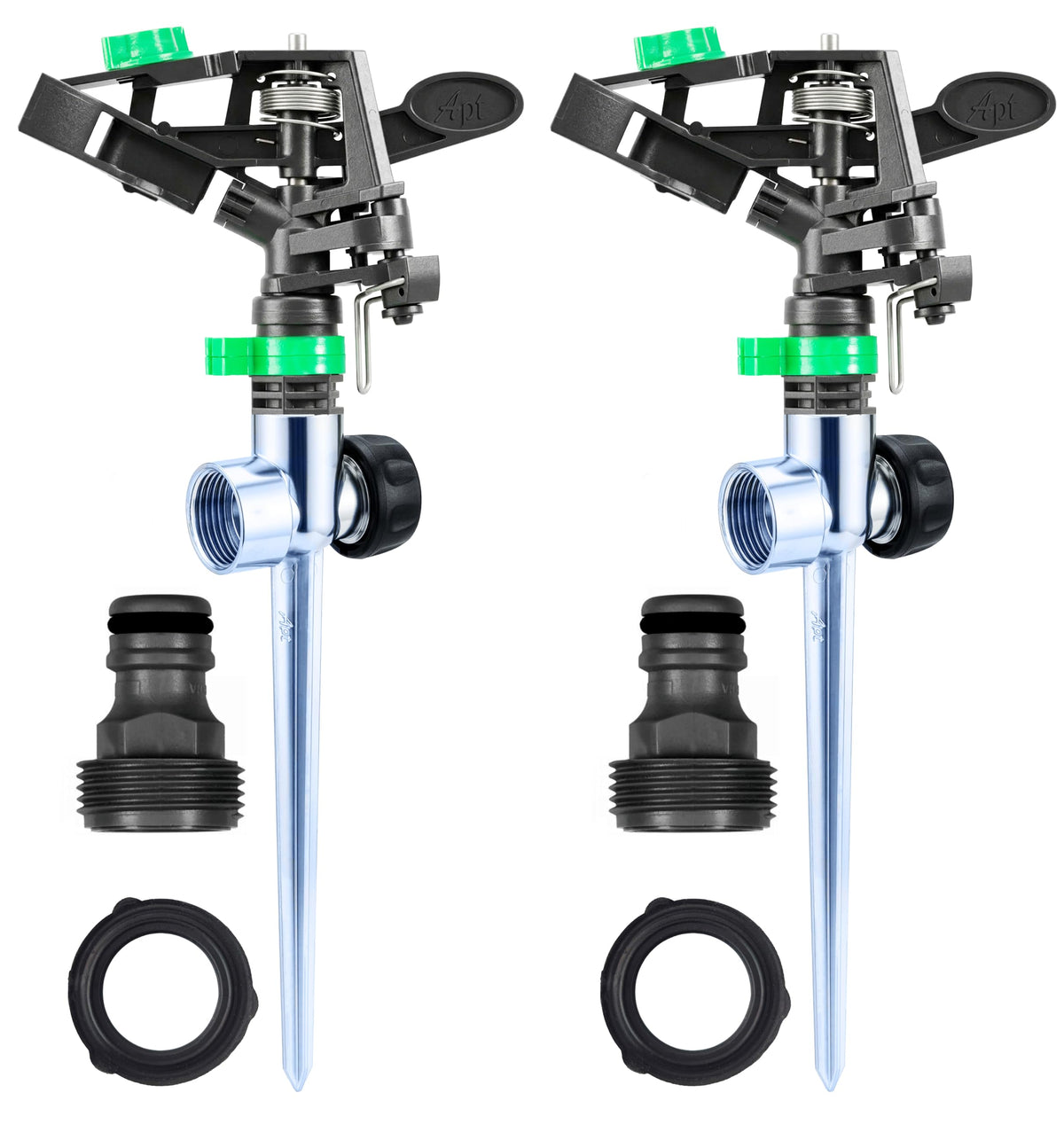 APT Pulsating Sprinkler base shown with a durable spike for stable irrigation