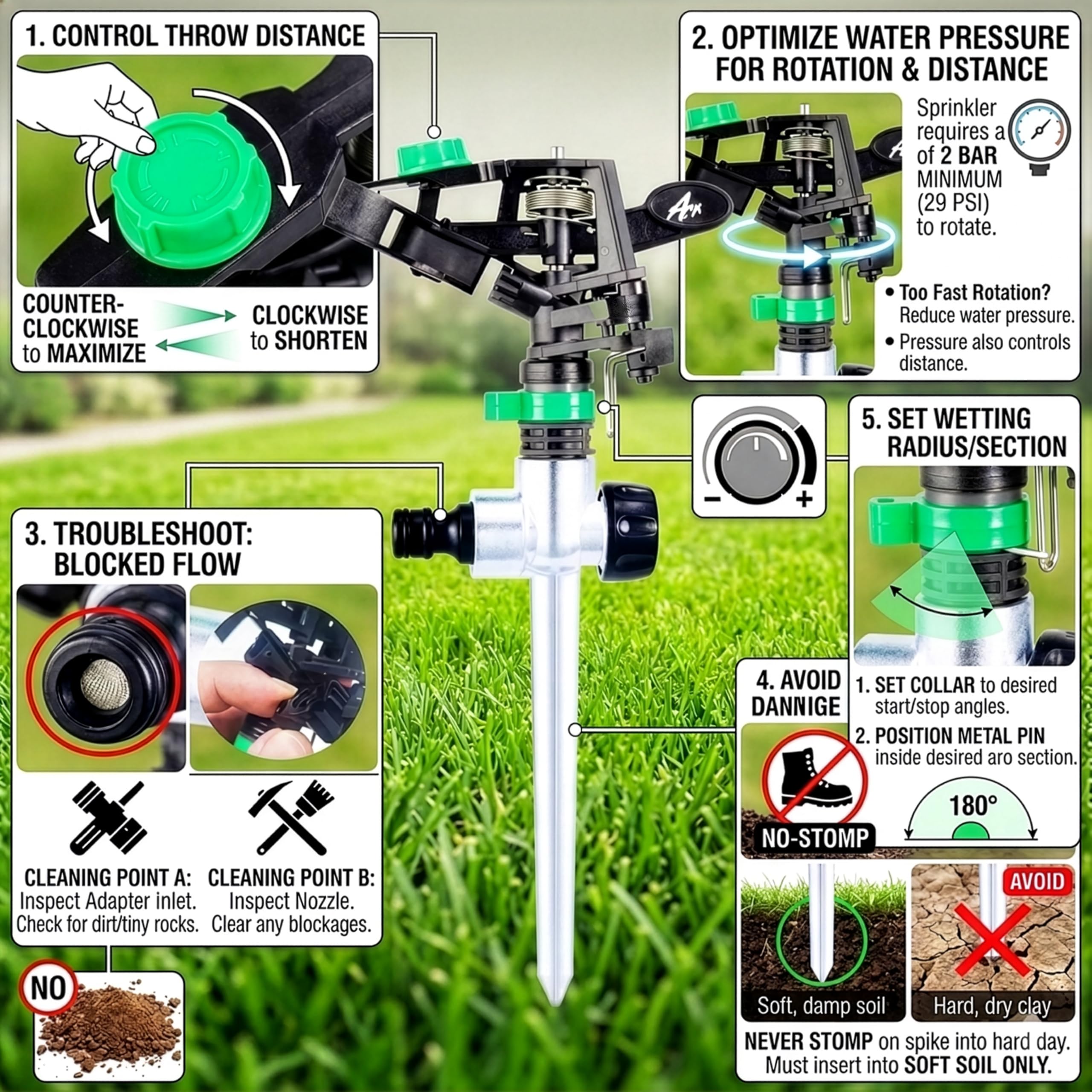 APT Pulsating Sprinkler hose-connection offers quick plug-and-play setup