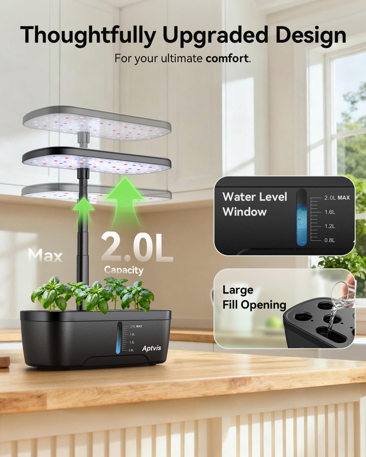 Aptvis height-adjustable light keeps plants evenly lit as they grow
