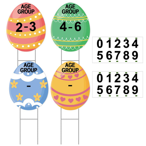 APUDWN Easter egg sign with stake for clear age-group zones in yards