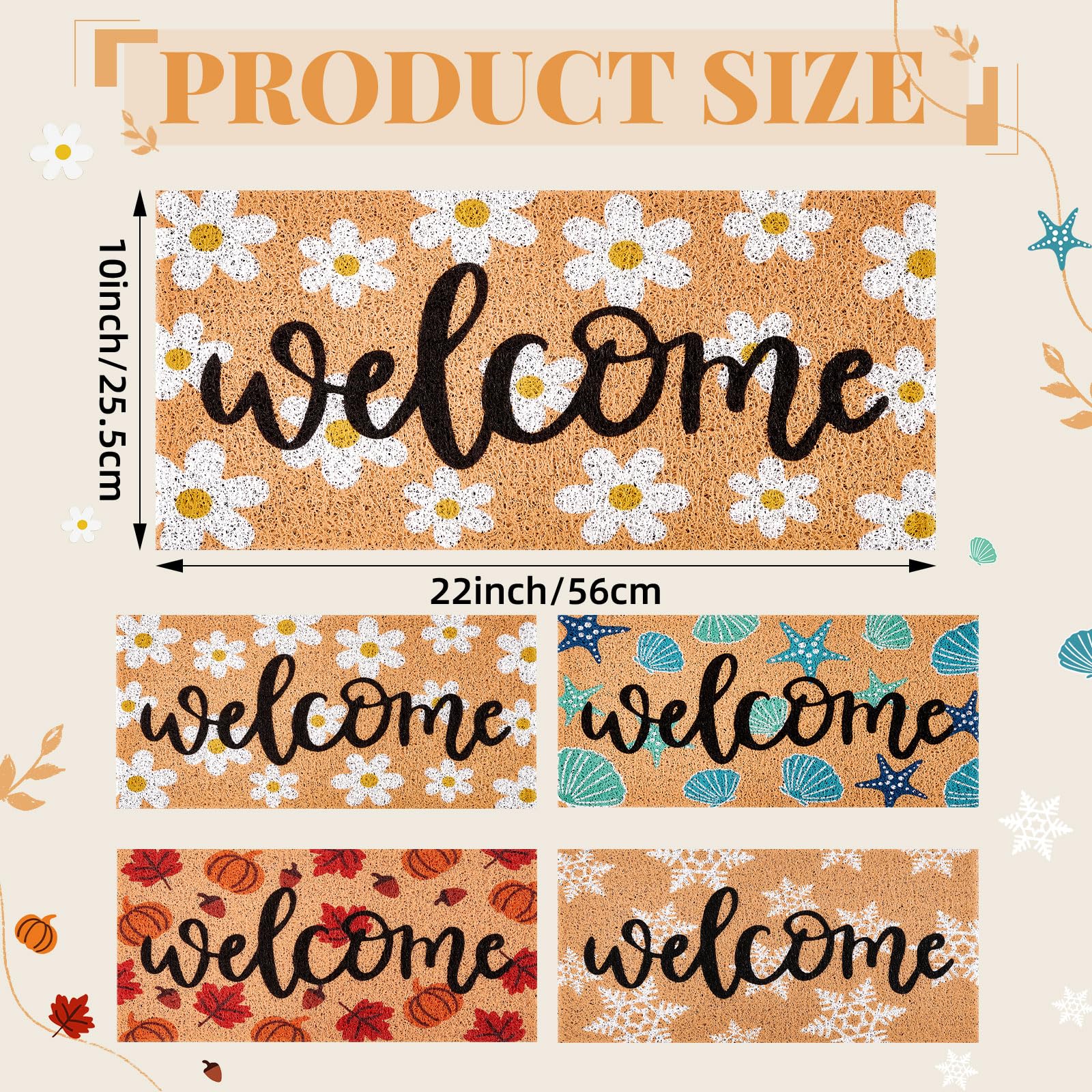 APUDWN fall doormat insert featuring maple leaves and pumpkin accents