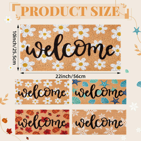 APUDWN fall doormat insert featuring maple leaves and pumpkin accents