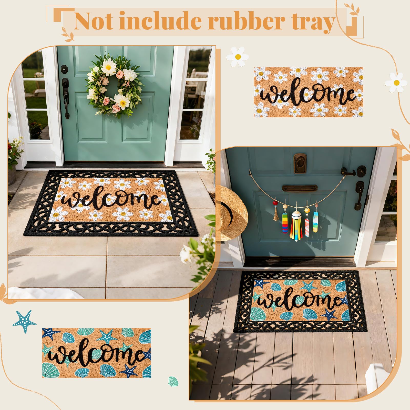 APUDWN interchangeable doormat system showcasing four seasonal designs