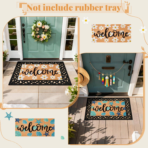 APUDWN interchangeable doormat system showcasing four seasonal designs