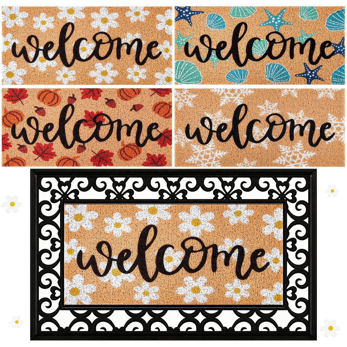 APUDWN spring doormat insert with daisy motif for a welcoming entry