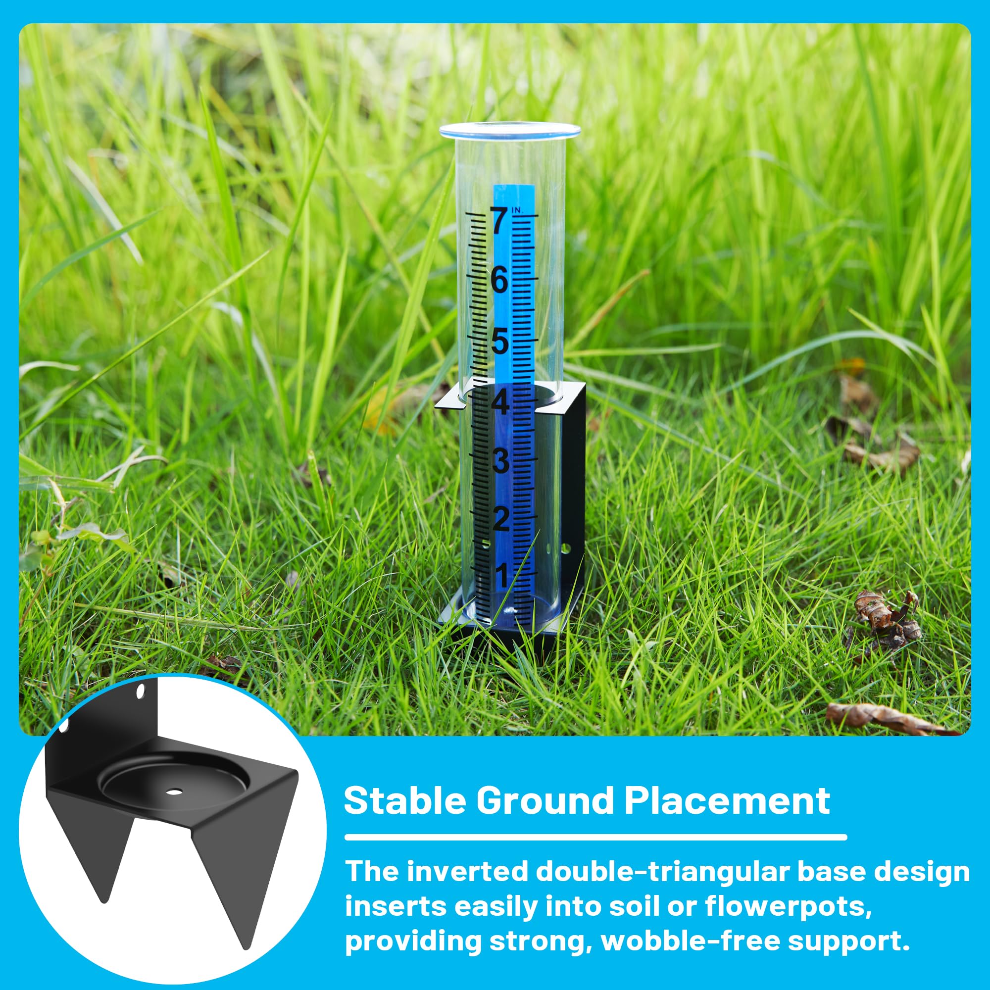 AQKILO rain gauge ready for outdoor weatherproof use near garden beds