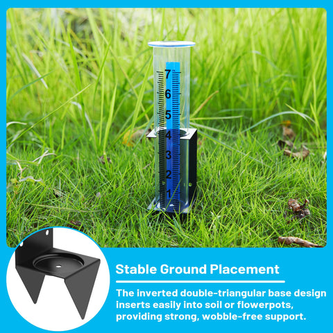 AQKILO rain gauge ready for outdoor weatherproof use near garden beds
