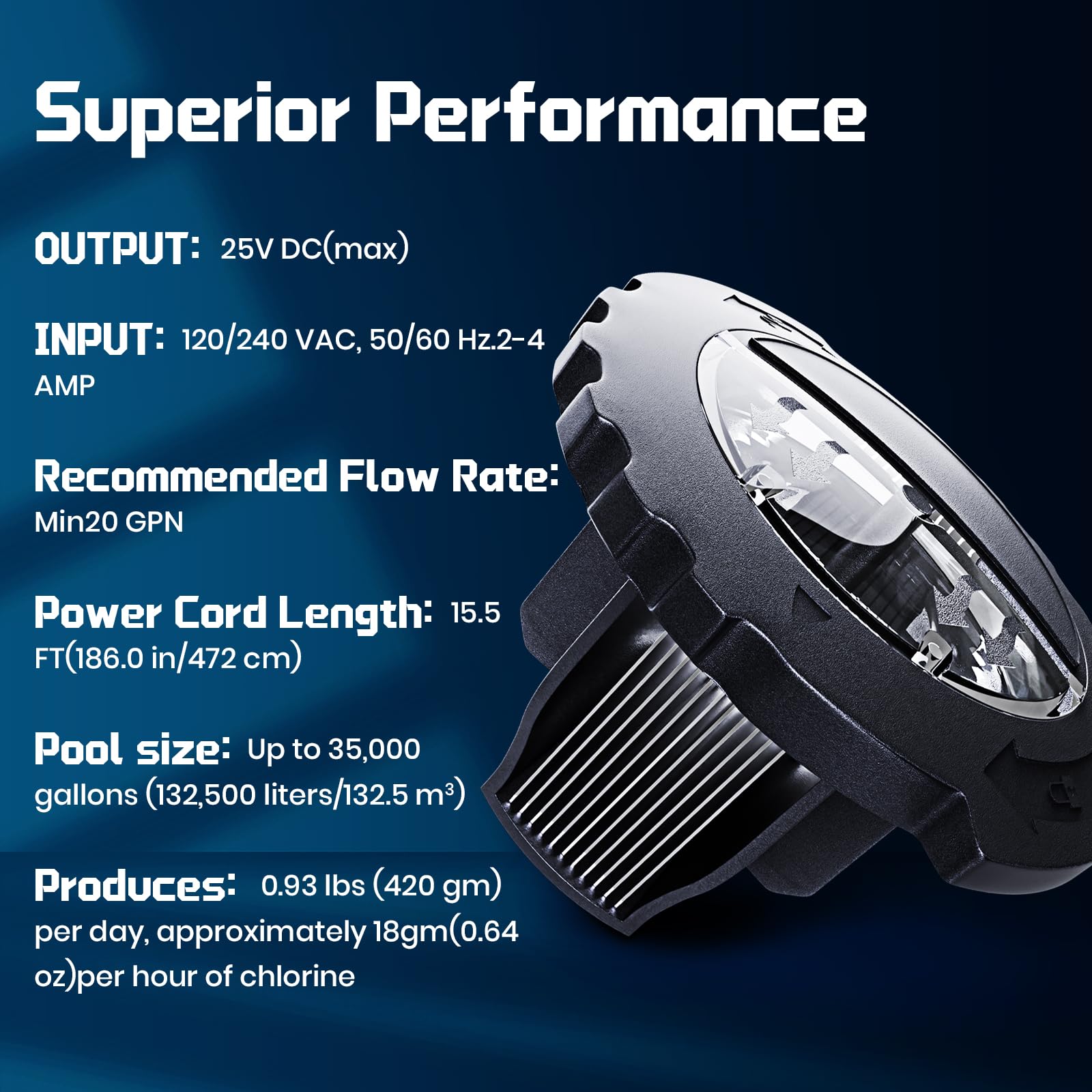 AQOVOR polarity reversal feature reduces mineral buildup on titanium blades.