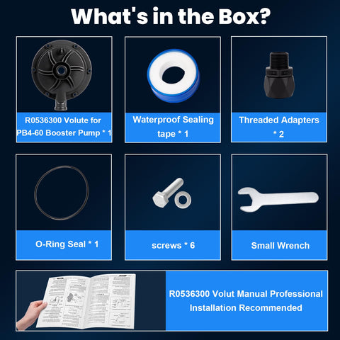 AQOVOR screws kit for secure volute mounting.