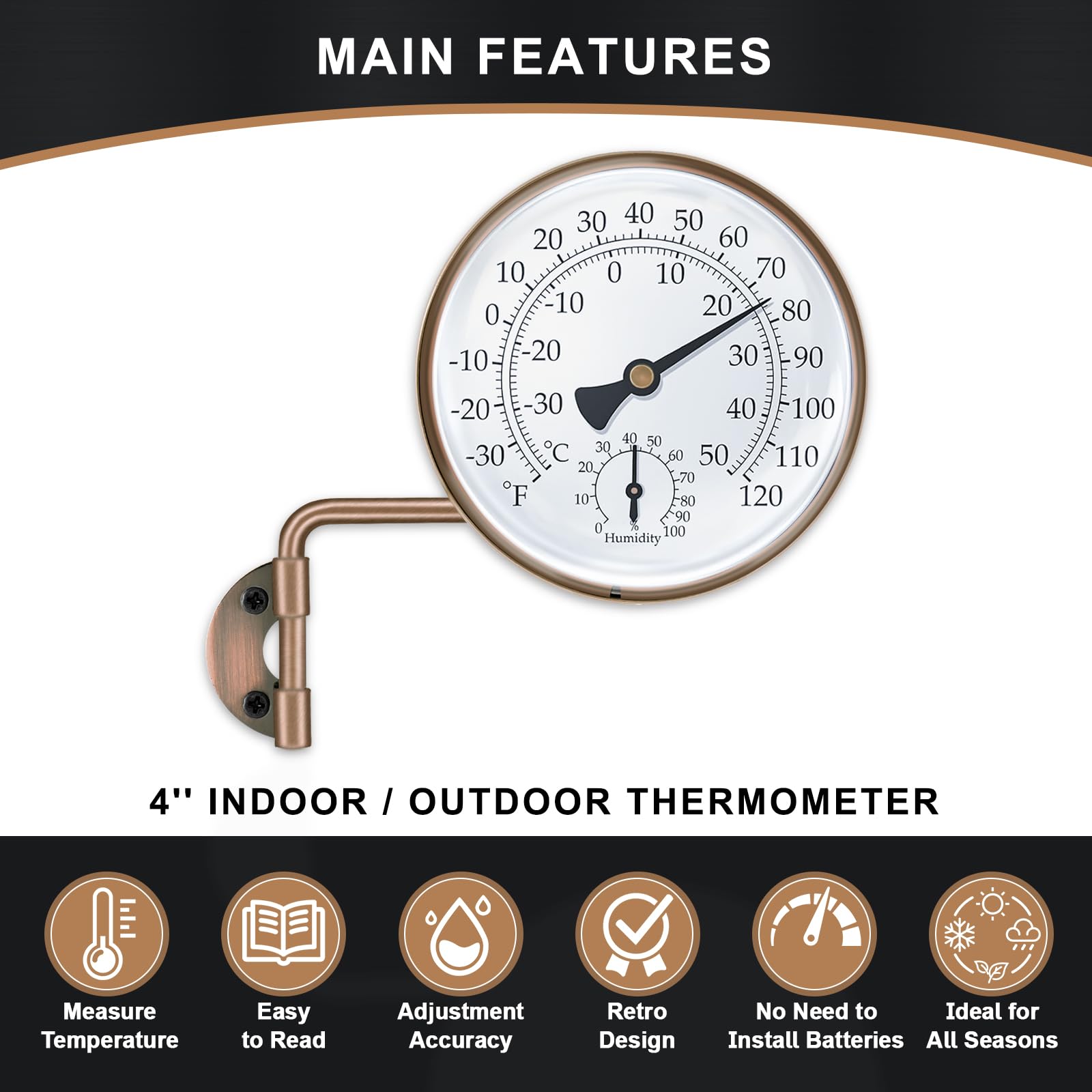 Aqqwxyq brass outdoor thermometer garden decor combines style and function.