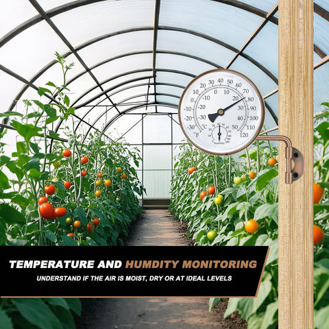 Aqqwxyq brass thermometer for garage offers durable, battery-free temperature tracking.