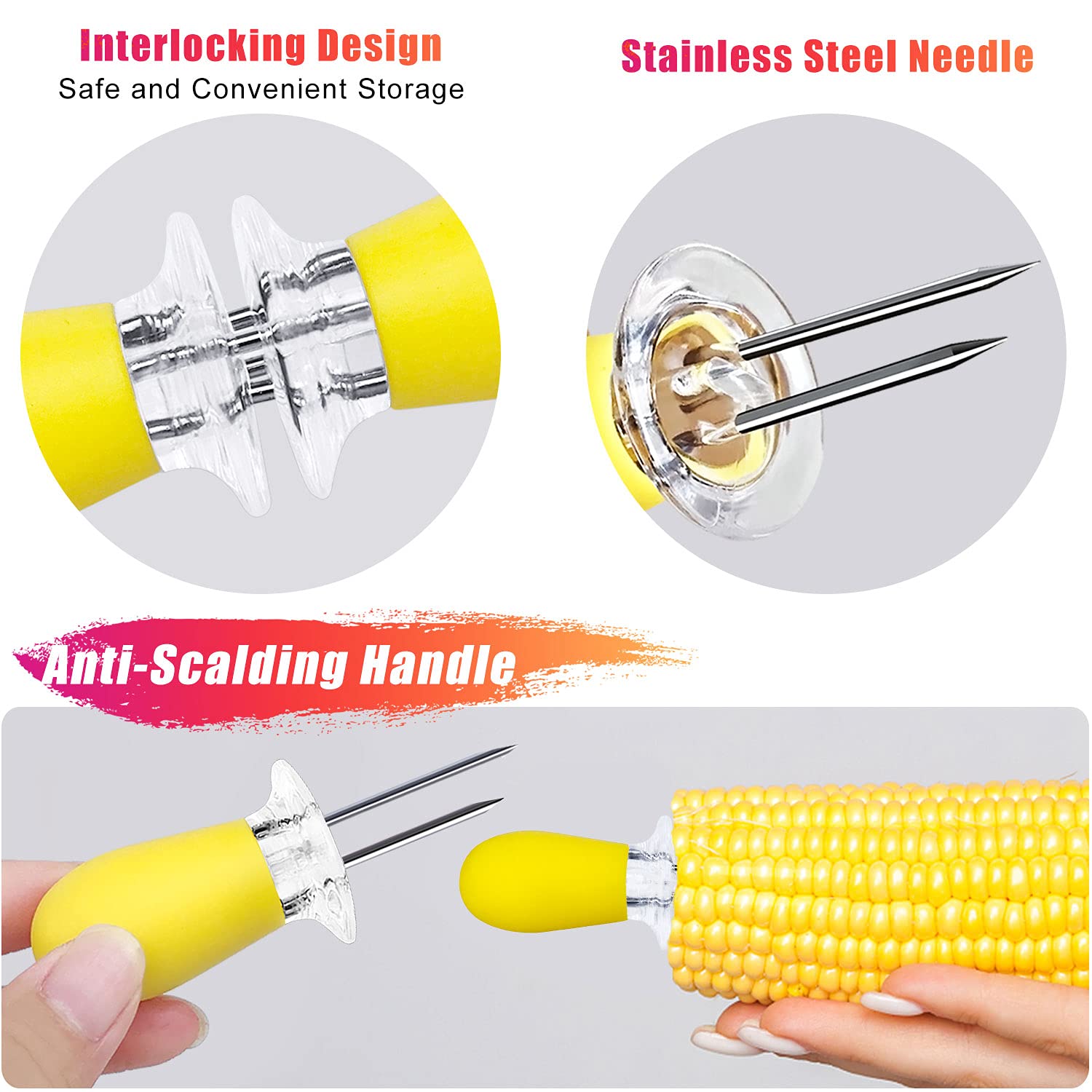 AQRINGO orange corn holders ideal for color-coded gatherings and picnics