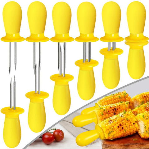 AQRINGO yellow corn holders set protects fingers while enjoying hot corn on the cob