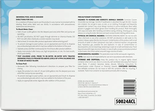 Aqua Clear Pool Shock bottle pouring into pool for quick disinfection