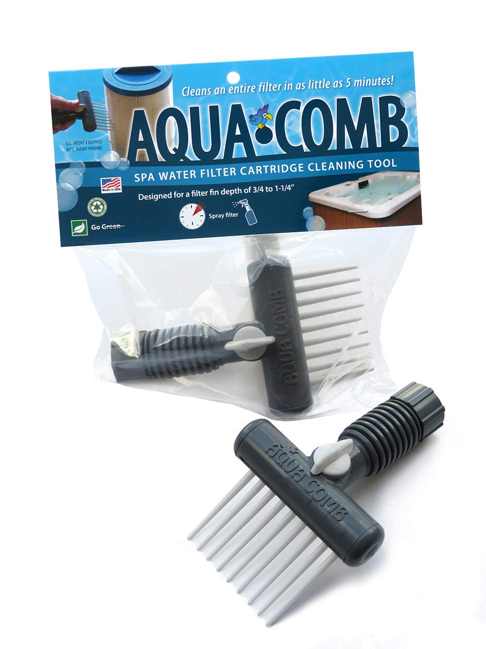 Aqua Comb UV-protected nylon comb for gentle pleat cleaning.