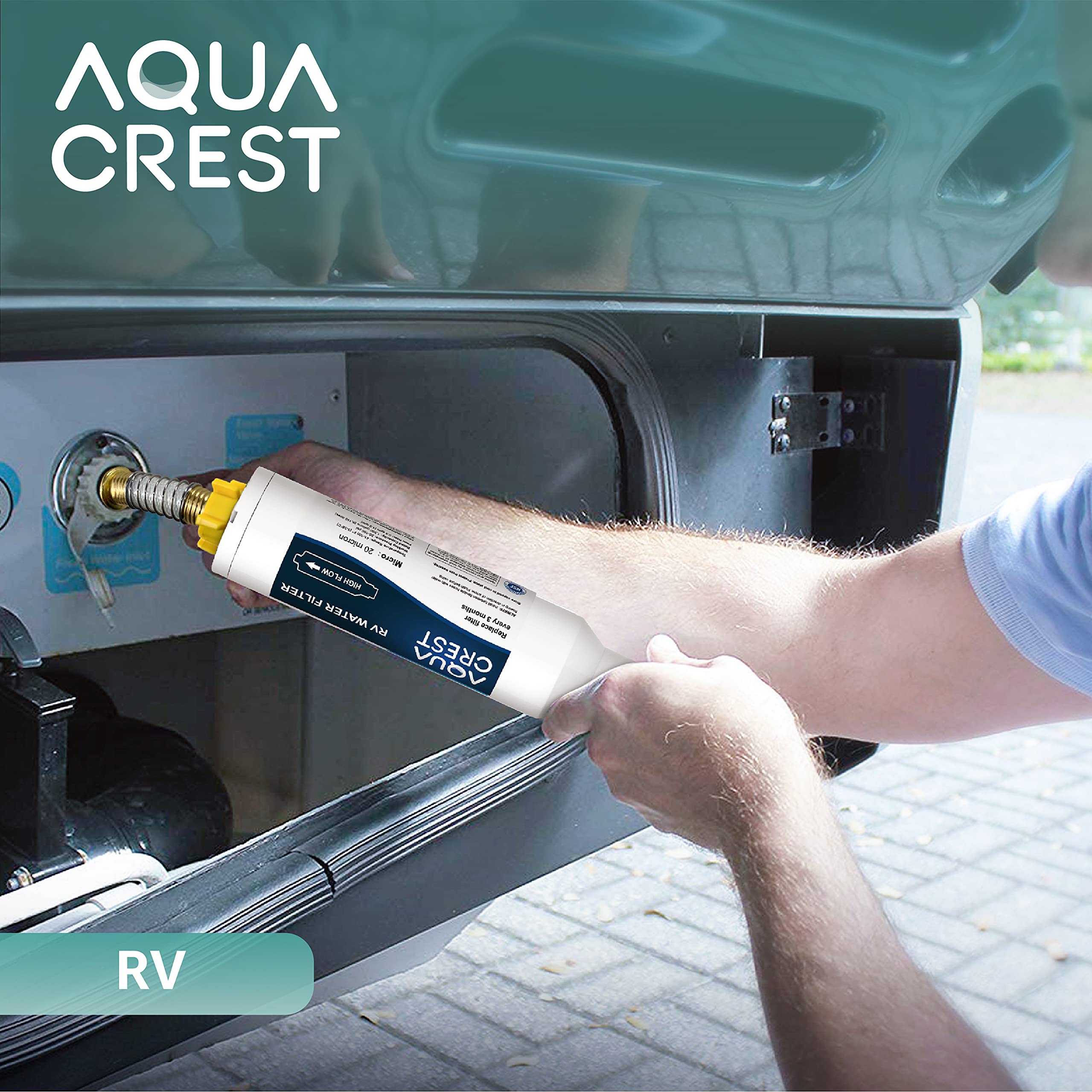 AQUA CREST RV connection demonstrating reduced hose strain.