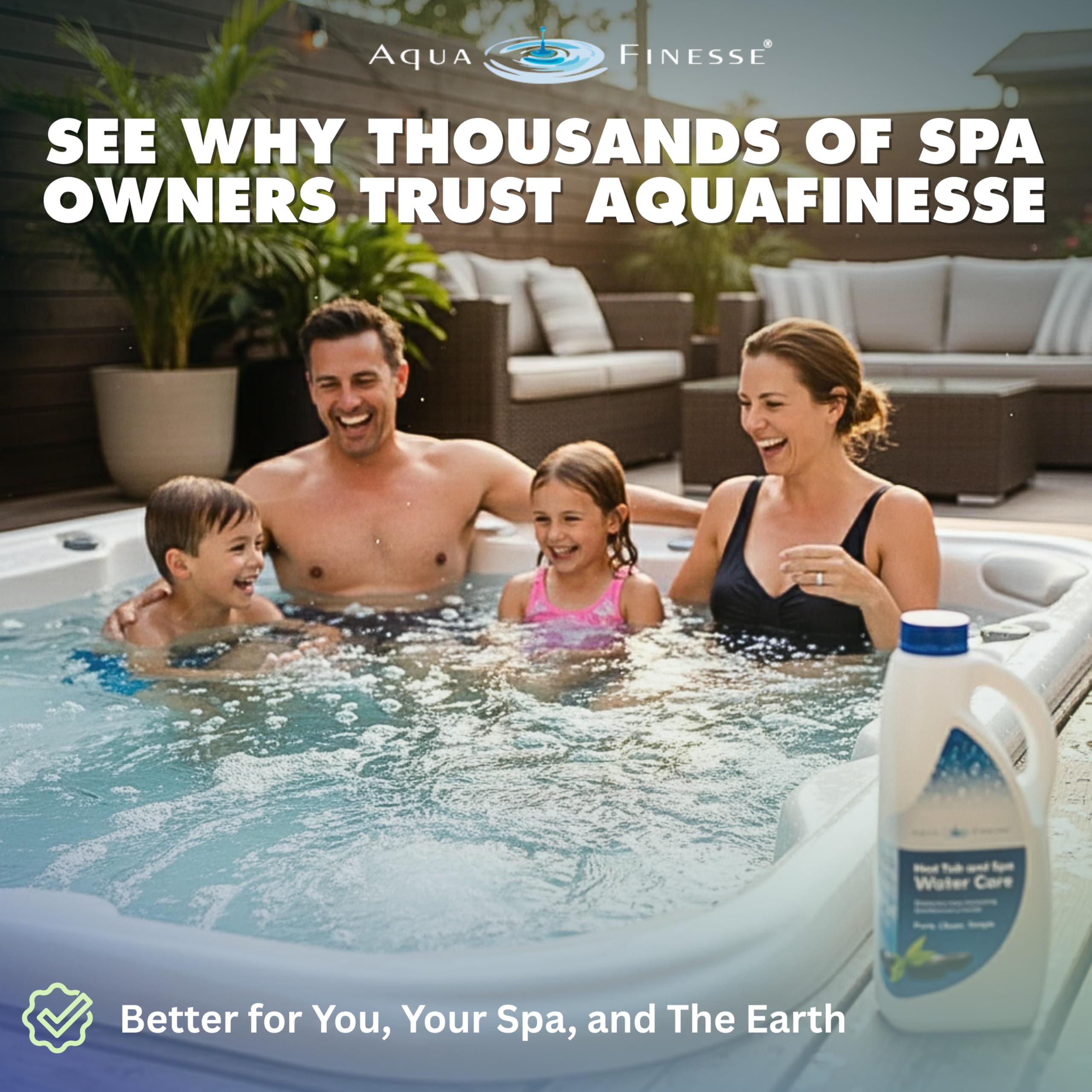 Aqua Finesse spa maintenance steps with the 2 L refill.