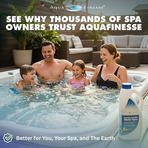Aqua Finesse spa maintenance steps with the 2 L refill.